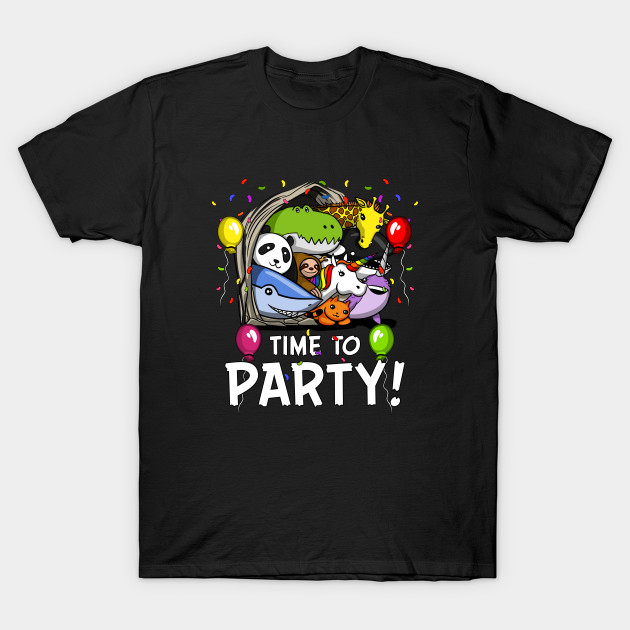 Funny Cartoon Animals Time To Party Birthday